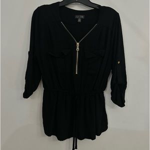 J for Justify Black Peplum Top with Elastic Waist